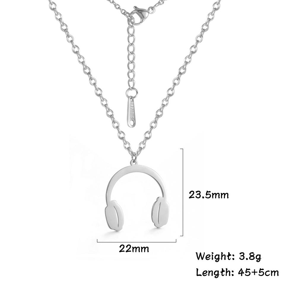 Music Guitar Pendant Necklace for Women Men Stainless Steel Gold Microphone Accordion Neck Chain Jewelry Gift