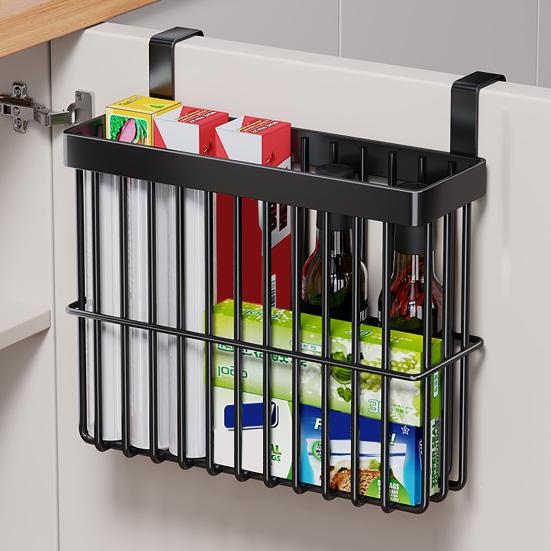 Basket Hanging Behind The Door Kitchen Cabinet Door Organizer Wall Mounted Self Adhesive Storage Basket