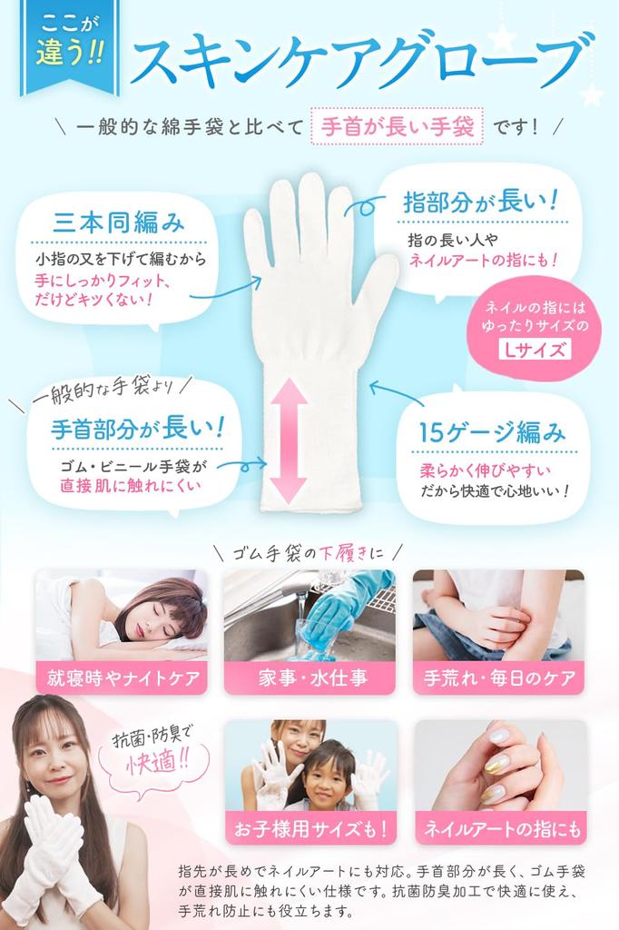 Moisturizing Gloves for Hand Made in Cotton Gloves with Clavion x Moisture Sleep Moisturizing Hand Care x 4 Dermatologist-approved Conditions, Japan,