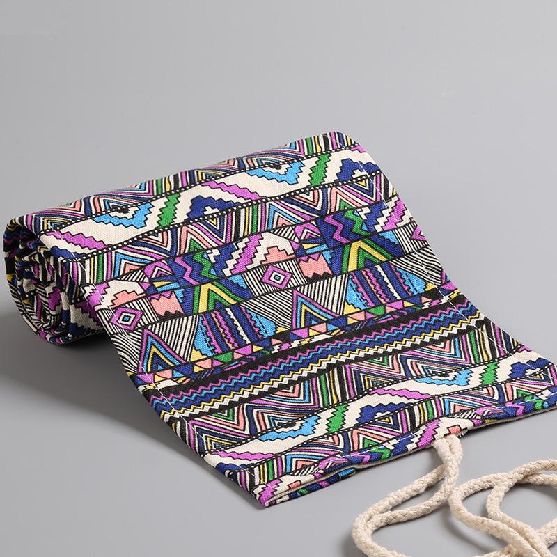Miyuan Ethnic Style Canvas Roll-up Pencil Case - 12/24/36/48/72 Slots for Colored Pencils