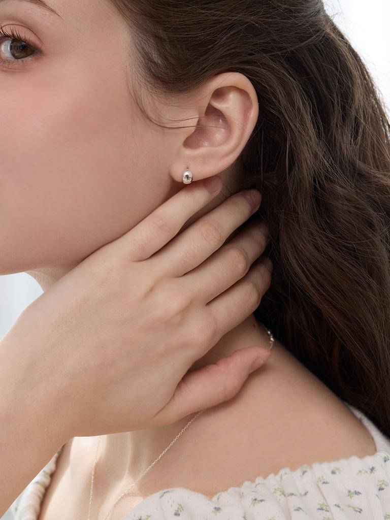 Lucore Silver 925 Modern Curved Volume Silver Earrings