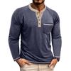 Men's Button Lapel Colored Cotton Long Sleeved Base Men's Top