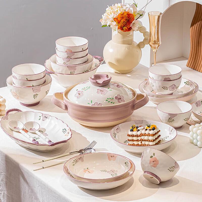 Japanese Style Underglaze Ceramic Dinnerware Set