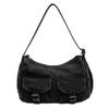 Denim Shoulder Bag Women Fashion Casual Crossbody Bag with Front Pockets and Adjustable Strap