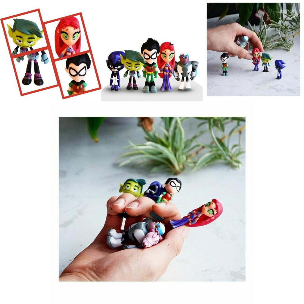Lebhaftes Teen Titans Go Figurenset mit Robin Raven Beast Boy Starfire Sammlerstücken