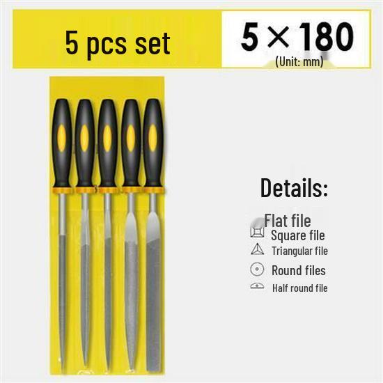 Mini Assorted Steel File Set: Triangular & Flat Files for Metal & Wood Grinding