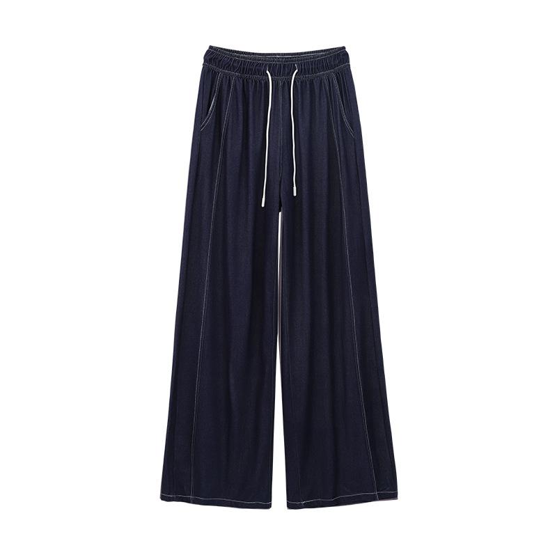 Super Soft Tennis Thin Pants for Women In Summer Washing Tall Elastic Waist Jeans for Women Loose Versatile Straight Pants