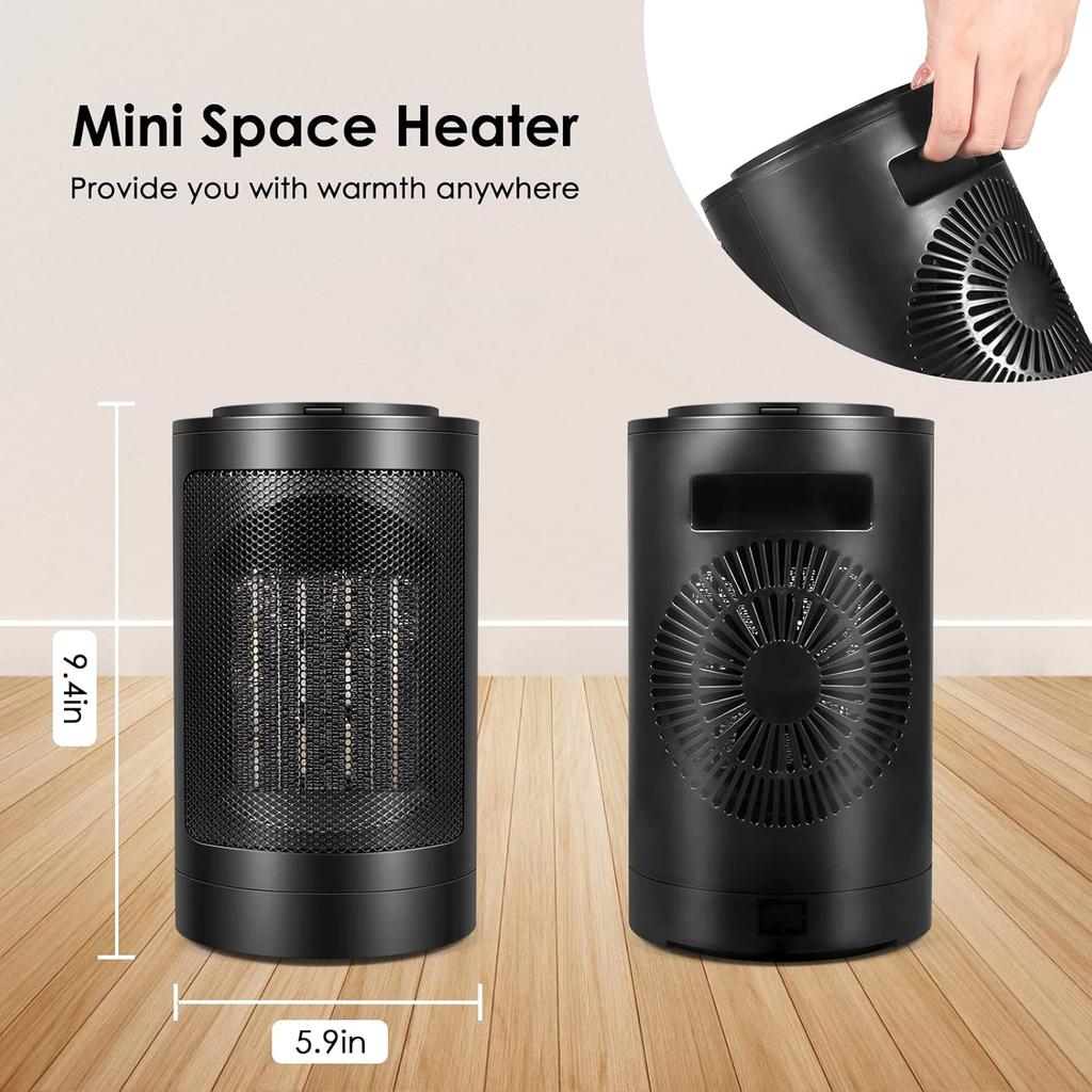 Personal Space Heater, Portable 750W-1500W Fast Heating Ceramic Tower Heater with Over-Heat Protection, Small Heaters for Bedroom