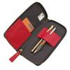 Luddite Leather Combination Round Zip Pen Case Denim and Genuine Leather Pencil Case (2) [Red] LDKC-RZP2-03