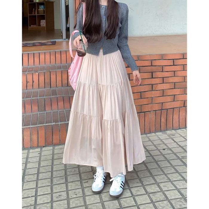 

Женская розовая юбка А-силуэта: Ранняя весна 2024 г. Французский стиль, длинные и струящиеся M (40-50 kg) розовый