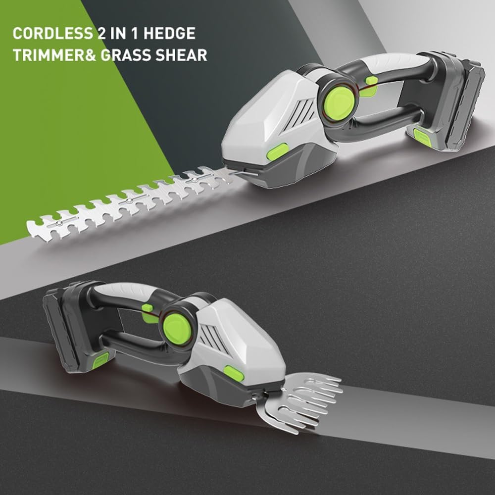 Cordless Hedge Trimmer & Mini Grass Shears,Battery Powered Electric Bush Trimmer, Handheld Grass Cutter for Lawn Edging,Shrubs,Small Bushes and Garden