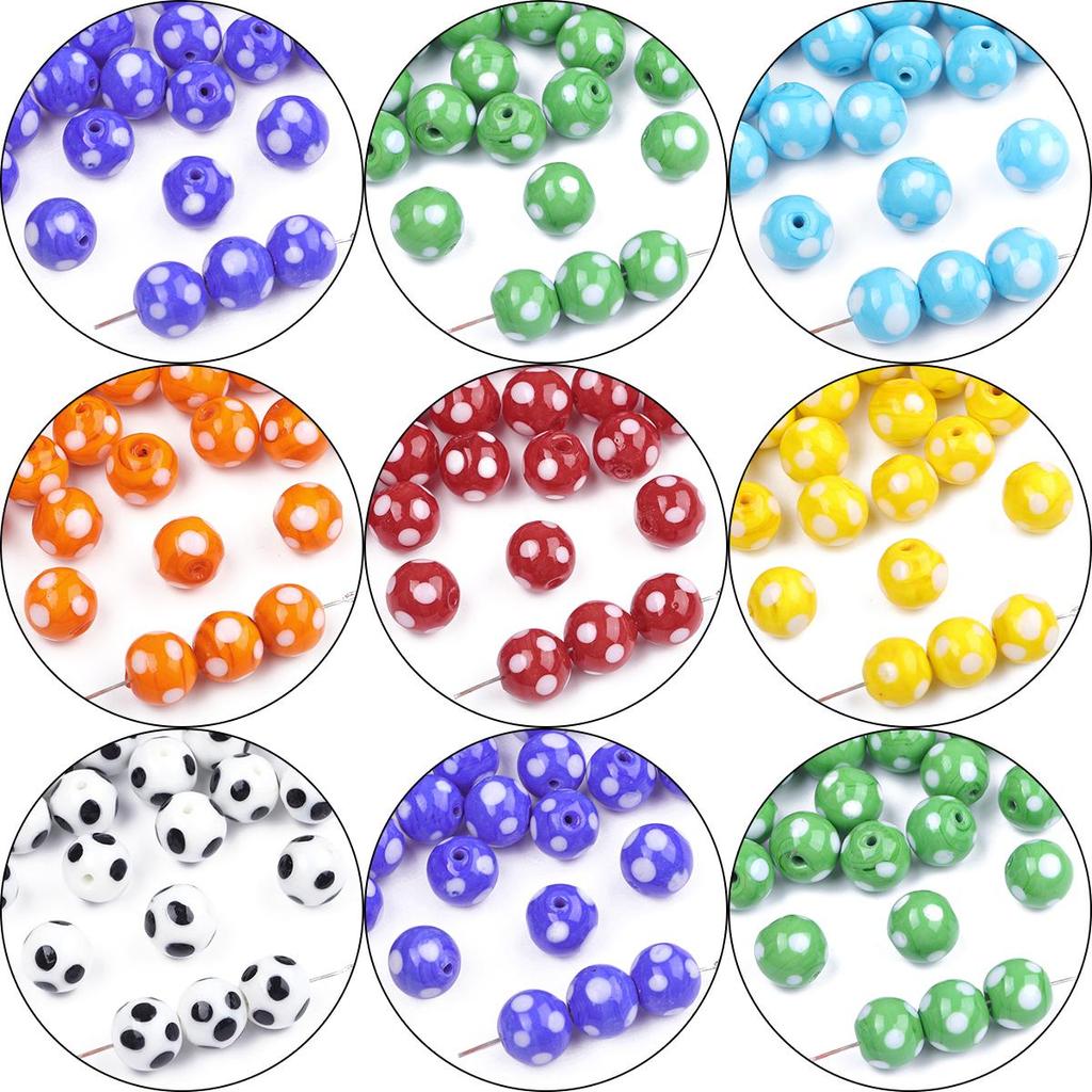 2Pcs Hand Fired Dots Round Colored Glass Beads For DIY Necklace Bracelet Earrings Jewelry Making Craft Accessories