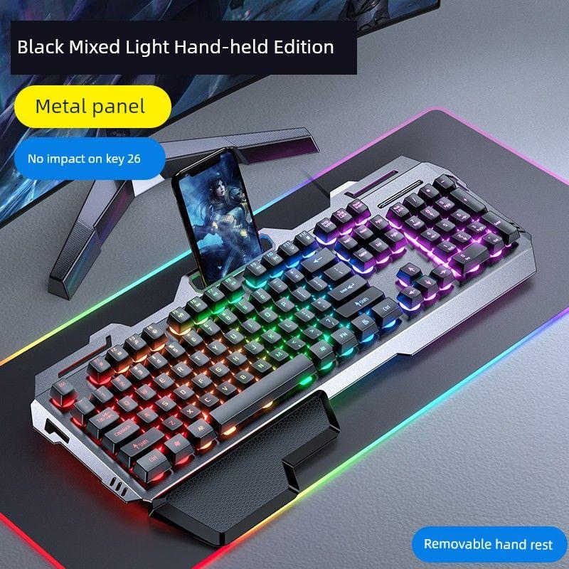 

Prewalker GX80 Keyboard Mechanical Feeling Gaming Mouse Suit Only for E-Sports Computer Wired Headset Three-Piece Set [Hand-held version] silver black mixed light
