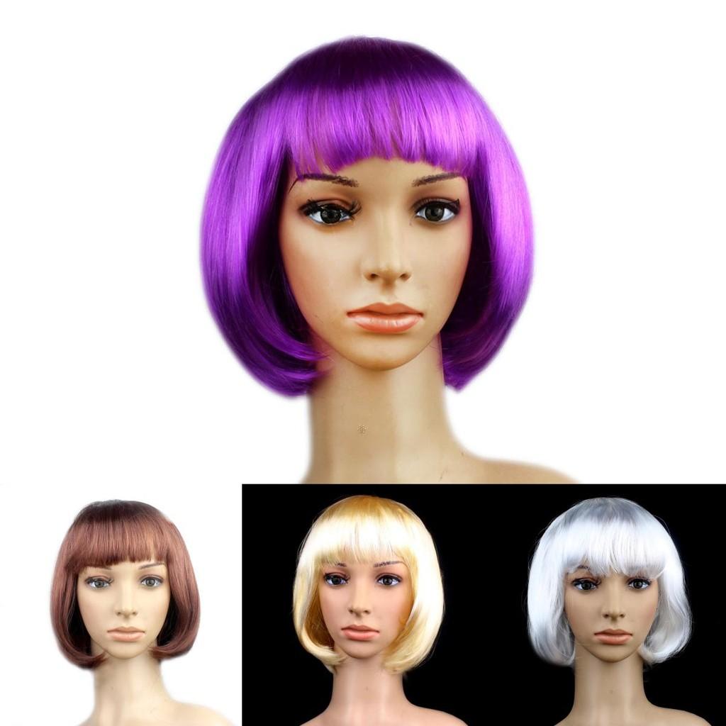 Colorful Short Straight Cosplay Wigs With Vibrant Bangs For Party Style Enthusiasts