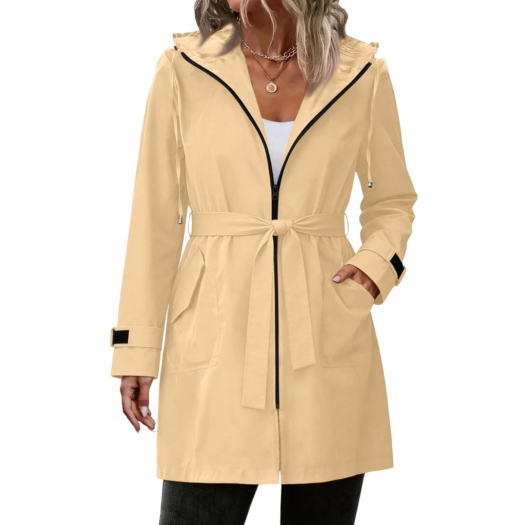 Damen Regenmäntel Mit Kapuze Leichte Outdoor Kapuzen Windjacke Trenchcoat Jacke Große Größen