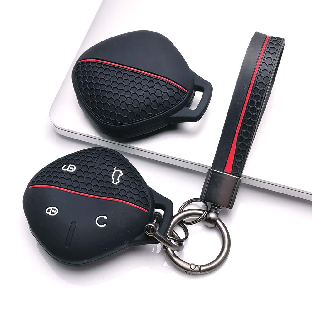 Key Fob Cover for Chery Omoda C5 E5 Jaecoo J7 Tiggo with Keychain Soft Silicone Protective Case Anti-Scratch Guard Shockproof Protection