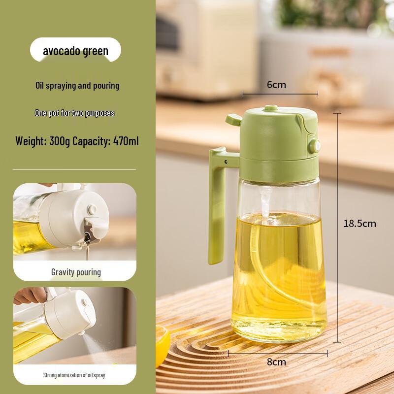 Dual-Use Glass Oil Sprayer & Pourer Flat Spout