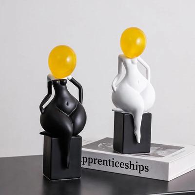 Harz-Handwerk Schwarz-Weiß-Farbkombination Abstrakte Kunstfiguren Weibliche Körper Dekorative Figuren Heimdekorationszubehör