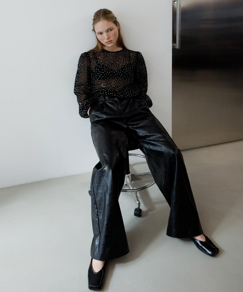 SUSUMU Faux Leather Pants - Black