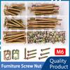Kit de Parafusos e Porcas Sextavadas para Móveis Zine M6 Rosca Métrica Parafusos Phillips Porcas para Cama de Madeira Cadeira Mesa Berço Kit de Sortimento
