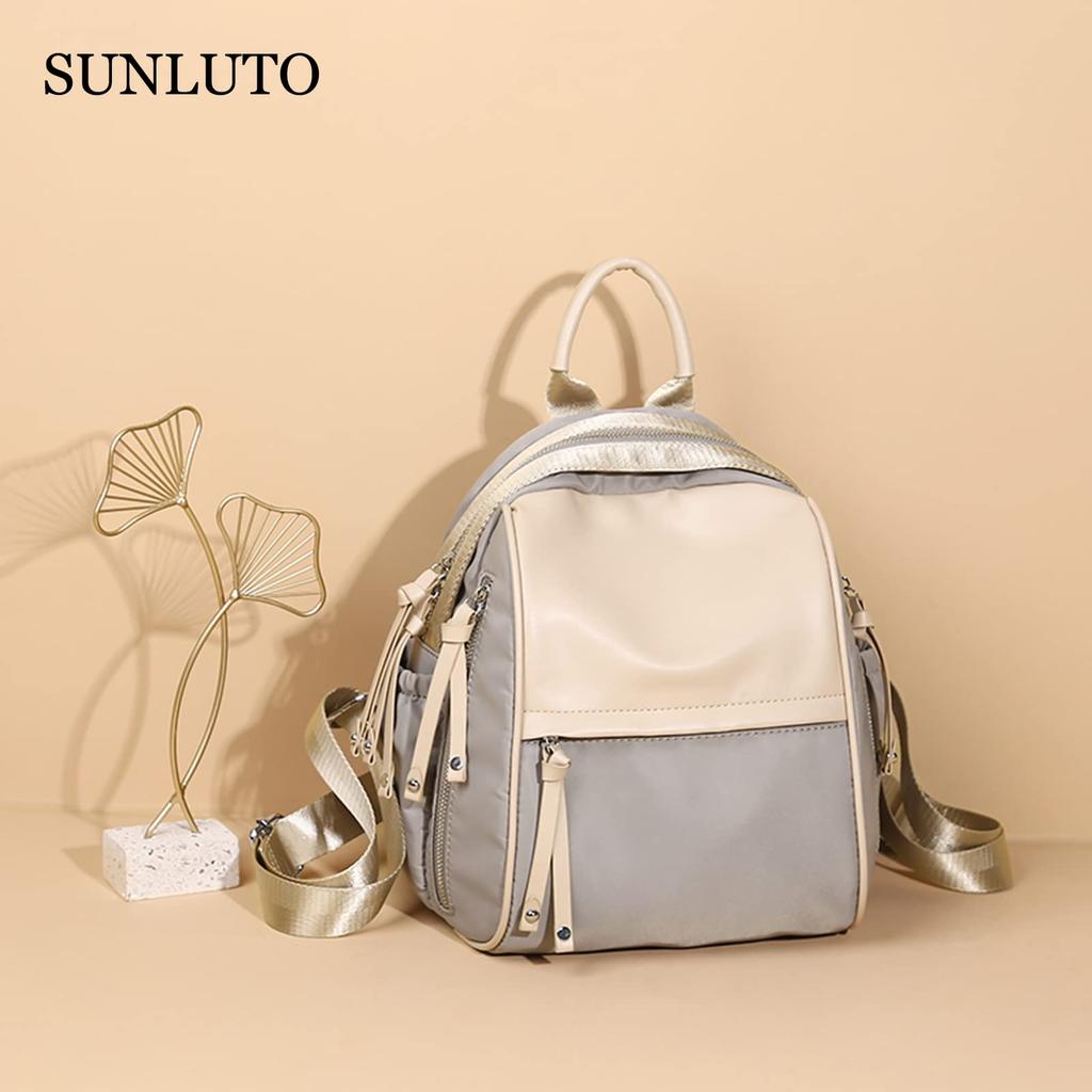 SUNLUTO Women's Backpack, Cute and Stylish, Small, 10 Pockets, Large Capacity, Fits a 9.7-inch iPad, Mini Bag, Waterproof, Lightweight, Oxford + PU