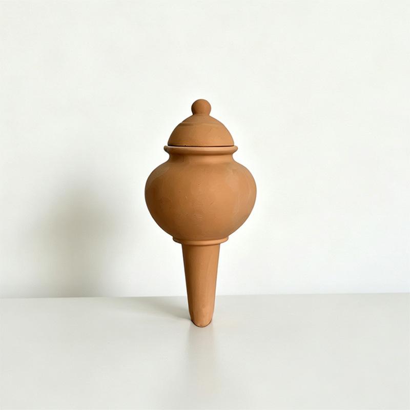 Terracotta & White Ceramic Self‑Watering Spike Automatic Plant Waterer for Potted Plants