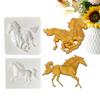 2 Pieces Running Pony Mold Silicone Horse Baking Mold DIY Fondant Molds Handmade Square Cake Chocolate Mold Decoration