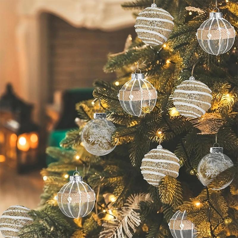 9Pcs/box Golden Christmas Ball Decor Suit Shatterproof Flash Hanging Balls for Xmas Tree Decoration Home Party New Year Gifts