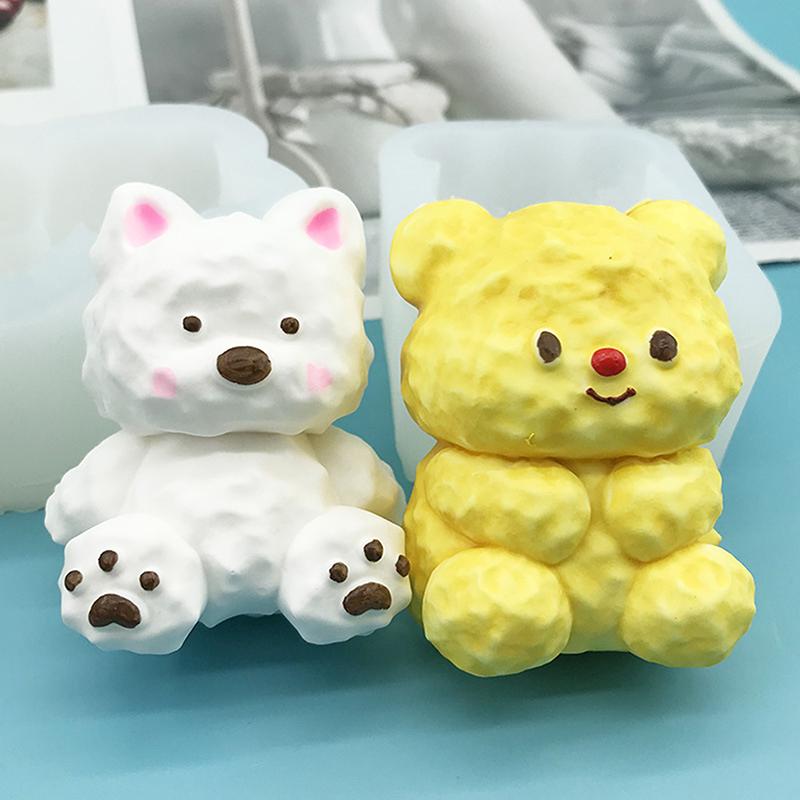 Cute Bear Cake Silicone Mold Diy Handmade Resin Mold Candle Making Mold Mochi Dessert Cake Squishy Toy Mould