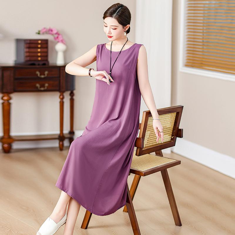 Abito lungo da donna taglie forti Abito estivo casual elegante senza maniche con stampa vintage per donna