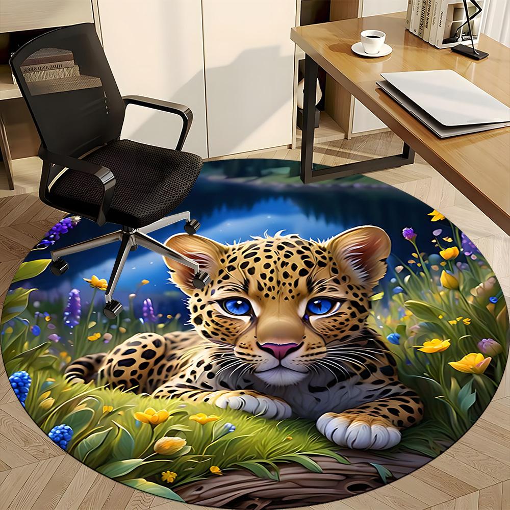 1pc Leopard Print Chair Carpet for Office, Soft Comfortable Mat For Office, Living Room, Bedroom, Machine Washable Carpet Yy251112149