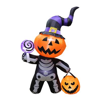Inflatable Pumpkin Ghost Polyester Fiber Weather Proof Blow Up Pumpkin Ghost for Outdoor Decoration