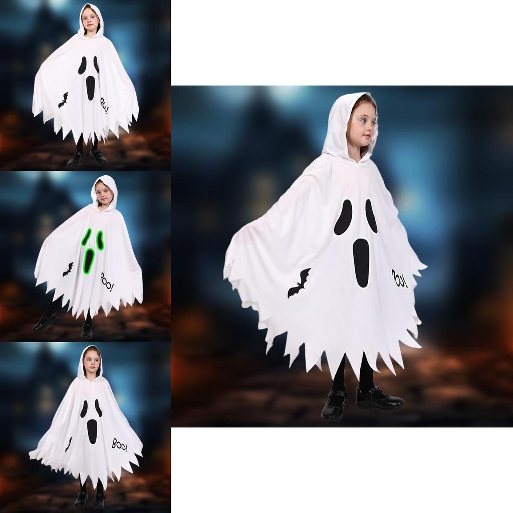 Children Ghost Skeleton Cape With Night Glow For Theater And Cosplay
