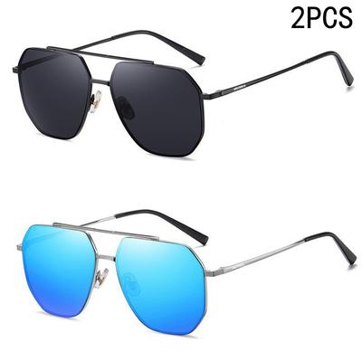 2PCS New Men's Sunglasses Fishing And Driving Special Sunglasses Driving Metal Frame Glasses XTP8819