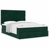 Exclusive House - Ottoman Bed Frame with Dark Green Mattress 140x190 Cm Velvet