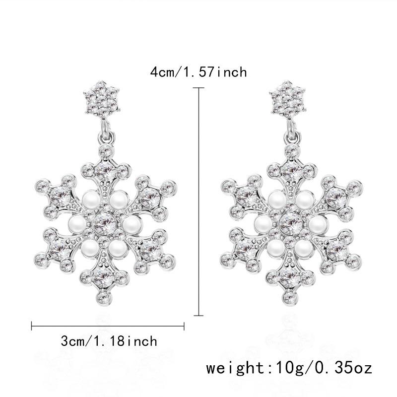 Neue Europäische und Amerikanische Weihnachts-Serie Ohrringe Damenmode Diamant Perle Winter Weihnachts-Schneeflocken Ohrringe Ohrringe
