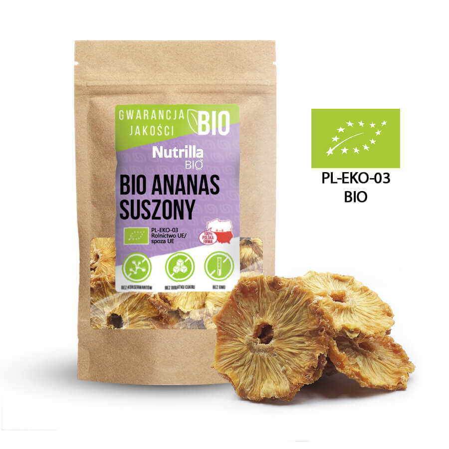 Suszony ananas bez cukru bio 300g