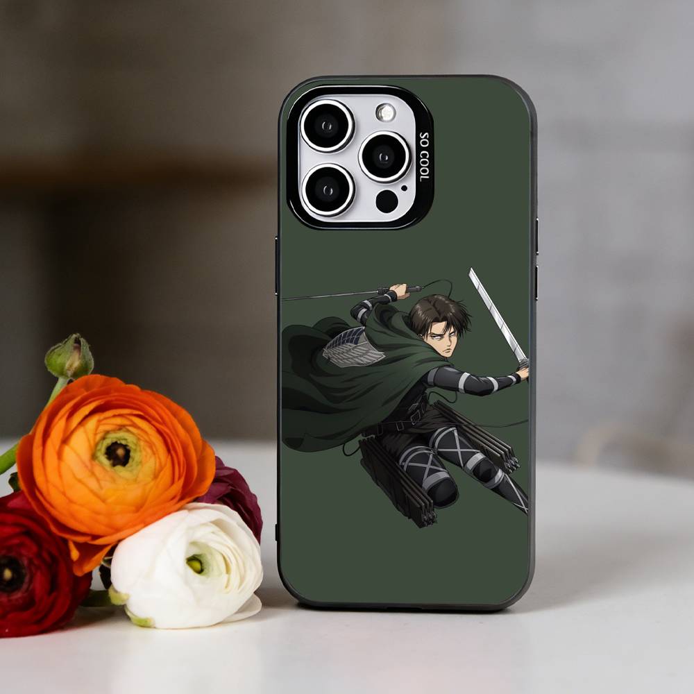 Anime A-Attack On Titan L-Levi Ackerman Phone Case For iPhone 17,16,15,14,13,12,11 Plus,Pro Max,XS,Colorful Silver Black Cover
