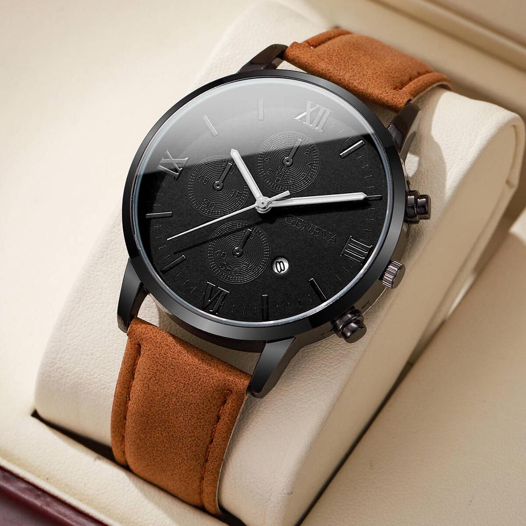 Ceas de mână pentru bărbați cu cadran Roma la modă, casual, cu curea de piele, ceasuri de afaceri pentru bărbați, ceasuri de mână analogice cu quartz cu calendar