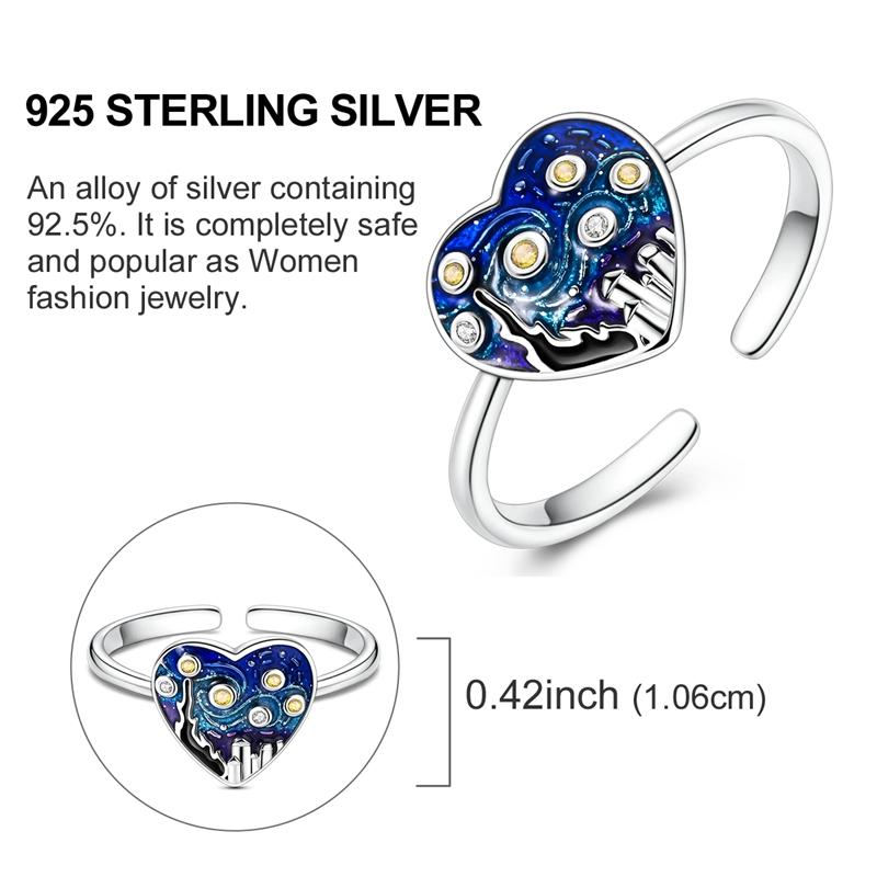 Original Rings 925 Silver Simple Sparkling Heart Bow Dragon Firefly Star Moon Ring for Women Girls Wedding Jewelry Gift