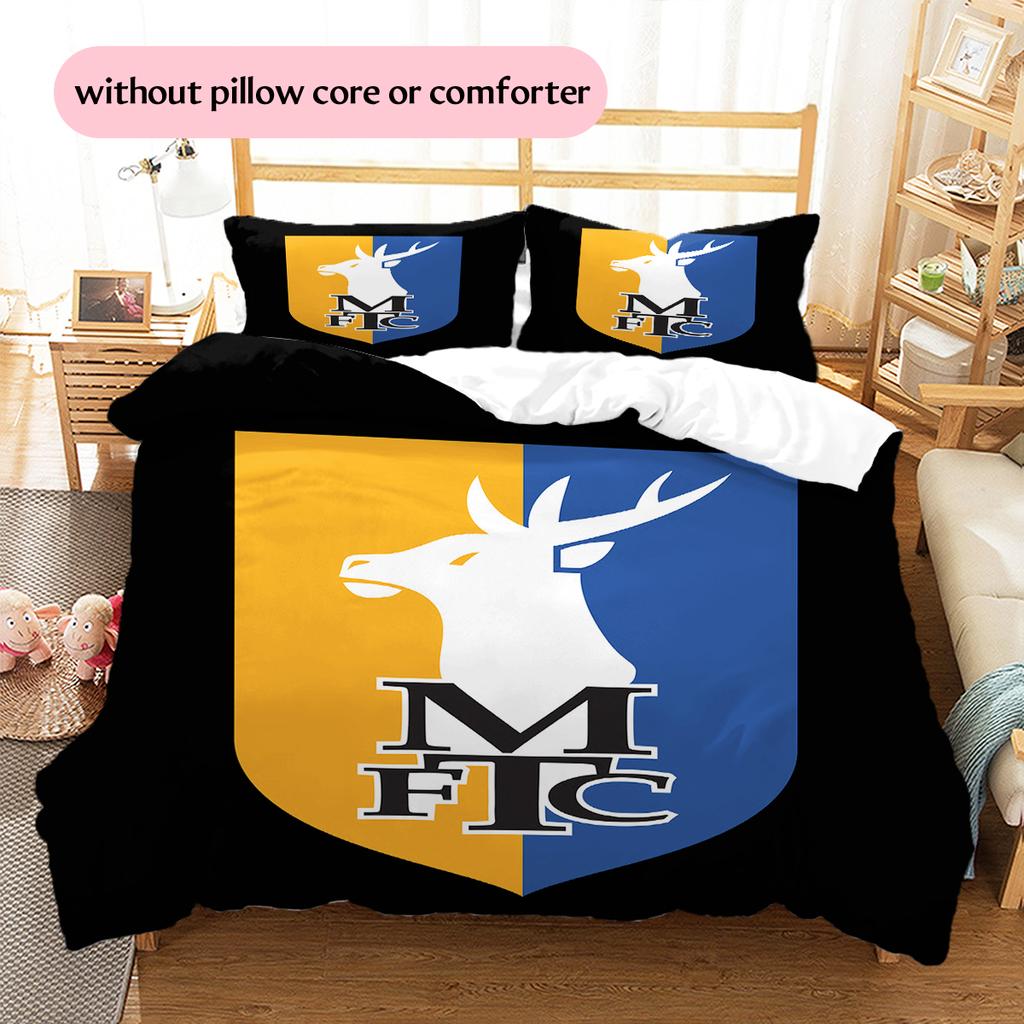 Biancheria da letto con motivo Mansfield Town FC Decorazione per la casa Regalo di compleanno (1 * copripiumino + 2 * federa, senza nucleo)