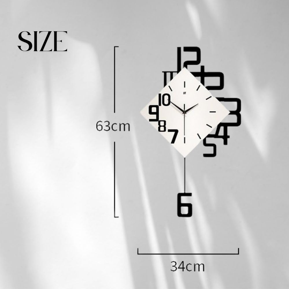 MORABLU Wall Clock with Pendulum, Scandinavian Style, Stylish, Quiet, Modern, Easy to Read, Perfect for Children's Rooms