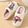 Fashion Cute Print Home Fluffy Slippers Women Closed Toe Warm Winter Cotton Slippers Woman Comfortable Soft Sole Plush Indoor Slides