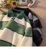 Herren Streifenpullover mit Polokragen – Trendiger Herbst/Winter Japanischer College-Stil, Dicke & Warme Strickjacke