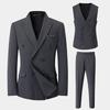 Dibinze Men's Double-Breasted Plus Size Business Wedding Suit