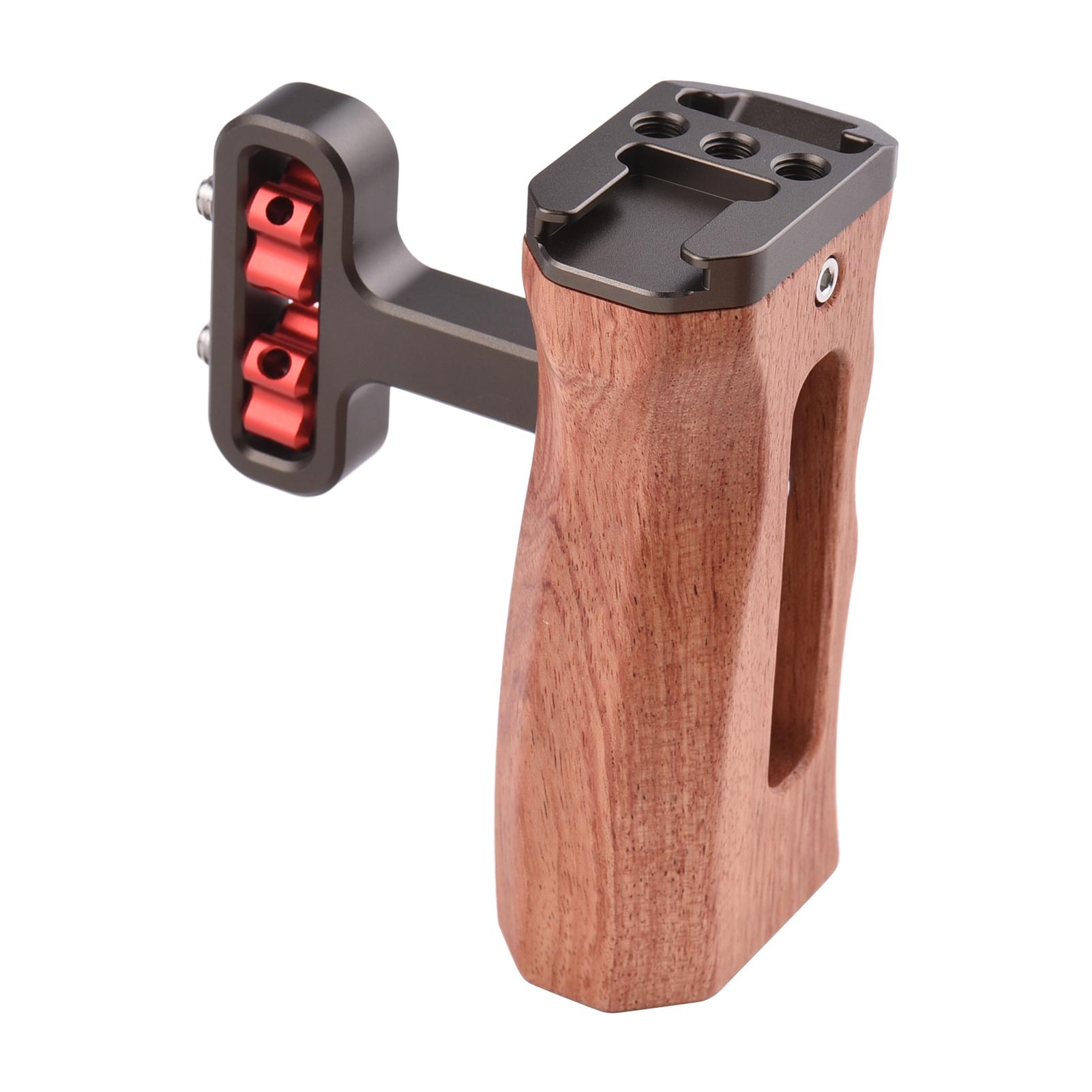 

Universal Camera Cage Left Right Side Handle Wooden Hand Grip with 1 4 Screw Hole Cold Shoe Mount for Camera Cage