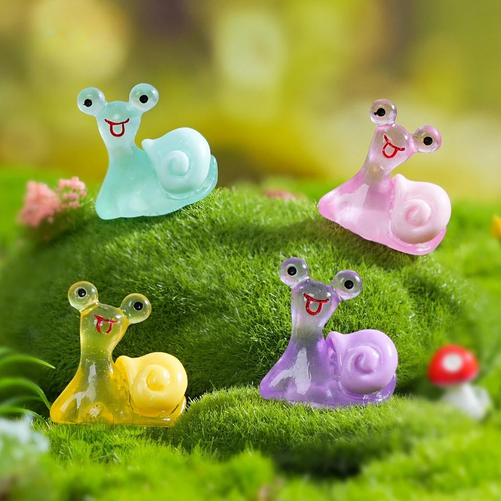 50Pcs Resin Luminous Snail Resin Figurines Diy Ornament Accessories For Home Micro Fairy Garden Landscape Decor For Home Deco