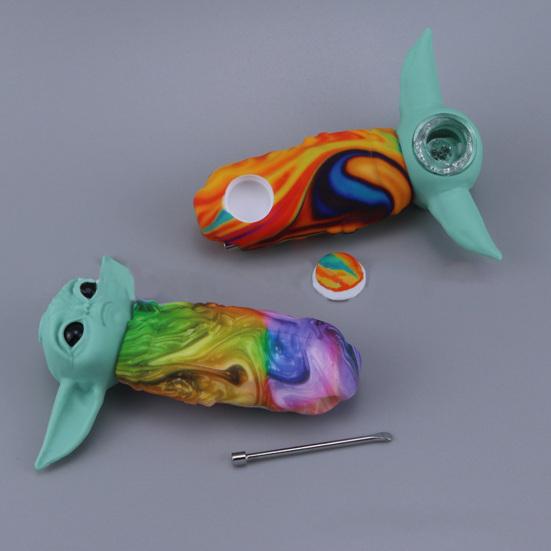 Baby Yoda Figure Model Toy Cute Cartoon Craft Miniature Figurine Ornament Collectible Star War Cartoon Alien Figure Silicone Pipe Christmas Gift