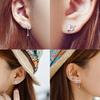 Ear Studs Asymmetric Anti-rust Women Leaf Rhinestone Tassel Earrings for Wedding
