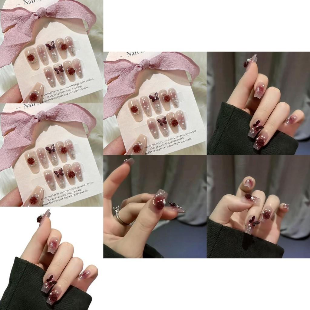 Handgefertigte Gel-Nagelfolien in Pflaumenmarmeladenfarbe Wiederverwendbare Maniküre-Aufkleber